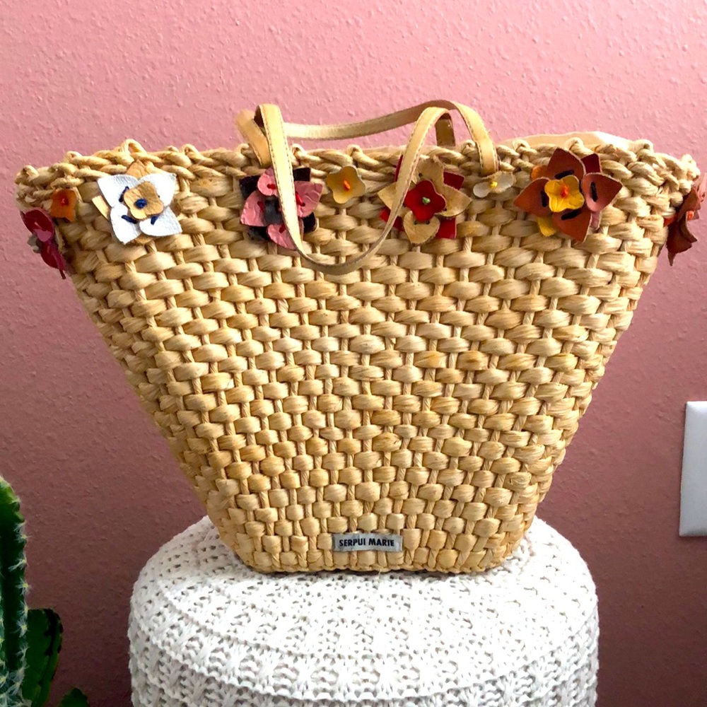 Rare Serpui Marie Straw Purse- Cottage Core